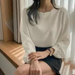 [하객룩/구김x] 찰랑 물결넥 블라우스