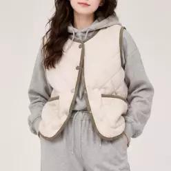 여성 누빔 퀄팅 조끼 배색 경량 패딩 베스트 D26V491