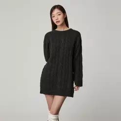 울블렌디드 롱 케이블 니트 풀오버 PQ4KL181
