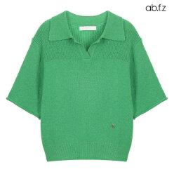 [ab.f.z] 로고 디테일 트임 카라 반팔 니트 (AFX2QW33A)