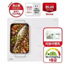 [카드+T멤 34만] 린나이 3구 플렉스존 인덕션 화이트 IHFW3034 에너지 1등급