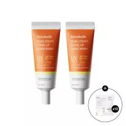 PDRN 듀이 톤업 선스크린 40ml 2개 + 레이저 수딩 선스크린 1mlX10매