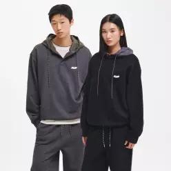UNISEX 반집업 나일론 배색 후드티 [2COL] / GF3USS004