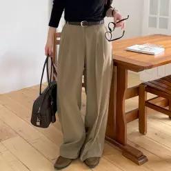 [빅사이즈]이블렛 트온페 핀턱 와이드 롱 슬랙스 제이스타일