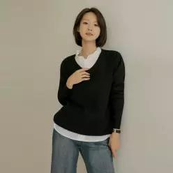 [엘리시아] 리아온 비스코스 브이넥 니트