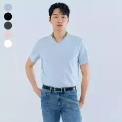 [게스][26SS] 유니 레귤러핏 브이넥 사각와펜 반팔티셔츠 NQ2KE405
