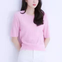 [로엠] 백리본 반팔 스웨터 (RMKAE26RT3-O)