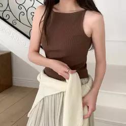 [코코블랑] 홀터 스퀘어 골지 슬리브리스