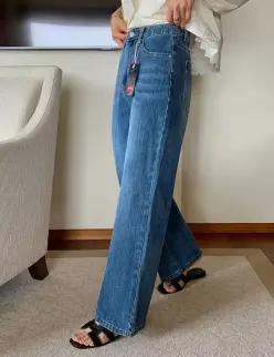 31417 중청 라이크라스판 일자와이드 데님 (one color) 히든밴딩