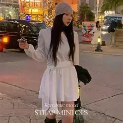 핫핑 [레이어드템/롱다리핏] 테이즈 베이직핏 밴딩 허리 스트랩 레이어드 미니원피스