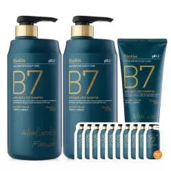 [브랜드세일+핸드크림60ml] B7 약산성 탈모 샴푸 1000ml+1000ml+200ml+10매 비오틴 두피 세정 케어