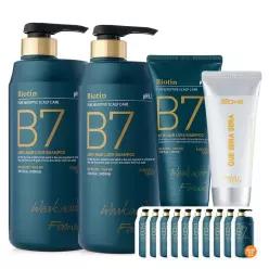 [브랜드세일+핸드크림60ml] B7 약산성 탈모 샴푸 1000ml+1000ml+200ml+10매 비오틴 두피 세정 케어