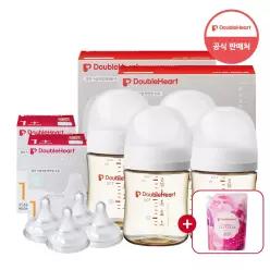 더블하트 모유실감 베이직&모먼트 160ml 트윈더블세트 (젖병4+젖꼭지4)