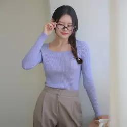 [르포엠]모리안 스퀘어넥 골지니트 4종세트
