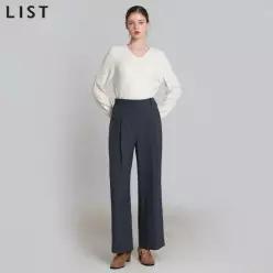 [리스트(LIST)] 사이드 버튼 롱 와이드 팬츠 (택가격:198000원)