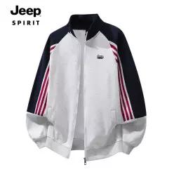 JEEP SPIRIT 남성 배색 스탠드넥 집업 자켓 가을 루즈핏 트랙 점퍼