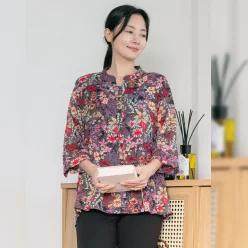 화려한날 트임 블라우스 / 23SS96-1-1 / 봄,여름 블라우스 / 빅사이즈 / 엄마옷 / 실버다이아몬드