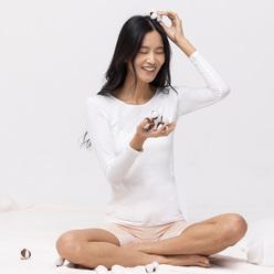 싸이클린 오가닉 언더셔츠 40수 정전기방지 면소재 여성 이너 긴팔상의 슬림핏 기본 무지 티셔츠