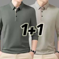  2p 중년남성 긴팔 카라티 루즈핏 빅사이즈 M-4XL 긴팔셔츠 패션 아빠룩 봄가을 오피스룩 이너 상의 티셔츠
