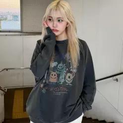 꼼파뇨 happy day 피그먼트 스웨트셔츠 스모크블랙
