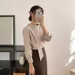 [코코블랑] 르누 타이 블라우스