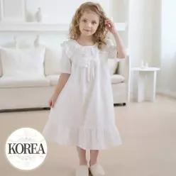 여아 잠옷 공주 원피스 아동 키즈 어린이 실내복 화이트D(면)