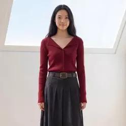 카라변형 골지 니트가디건 PY6KG963