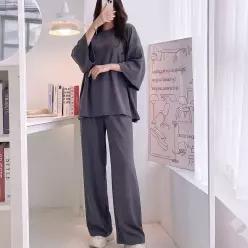 티셔츠 홈웨어 통바지 상하세트 빅사이즈 츄리닝 운동복 데일리루즈셋