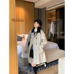 가을 미디코트 루즈핏 카라넥 포켓 무지 모직코트 A라인 데일리 트렌치코트 티류으스