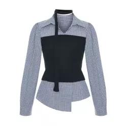 (택가 129000원)타이탑레이어드체크블라우스_I6A-CBL018