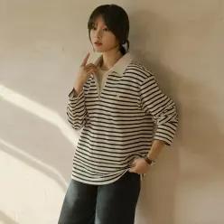 (FW 추천룩 엘리시아) 언티 줄지 히든 버튼 카라 티