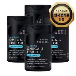 [한국공식판매처] 스포츠리서치 오메가3 피쉬 오일 3배 강도 소프트젤 90정 x4병