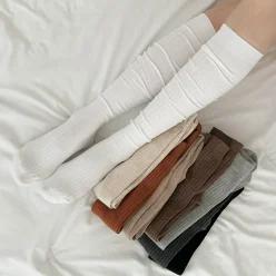 골지 니삭스 여성 무릎 양말 긴양말 롱 장목 무지 학생 부츠 레그워머 반스타킹 반양말