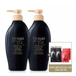 츠바키 프리미엄 EX 데미지케어 & 리페어 컨디셔너 트리트먼트 450ml 2개 + 츠바키 샤쉐 4매