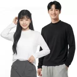 남녀공용 모크넥 긴팔 티셔츠 자외선차단 데일리 이너웨어