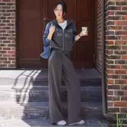 [핑크시슬리] SET/스트릿 데님믹스 후드집업 와이드 팬츠세트