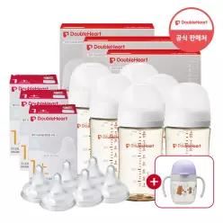 더블하트 모유실감 베이직&모먼트 240ml 트윈트리플세트 (젖병6+젖꼭지6)