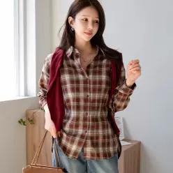 [캔마트] 로그 체크 남방 셔츠
