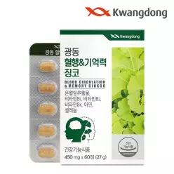 광동 혈행&기억력 징코 60정 1박스(2개월분) / 은행잎추출물 비타민B