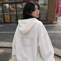 러빙 베어 자수 후드티 크림