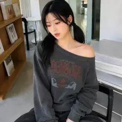 아모르캣 피그먼트 스웨트셔츠 스모크블랙