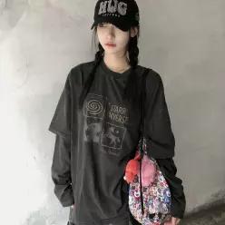 유니 스타 레이어드 피그먼트 롱슬리브 스모크블랙
