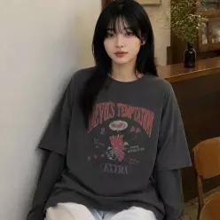 데빌 베어 레이어드 피그먼트 롱슬리브 스모크블랙