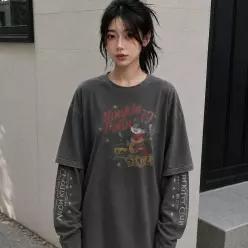 락스타 캣 레이어드 피그먼트 롱슬리브 스모크블랙
