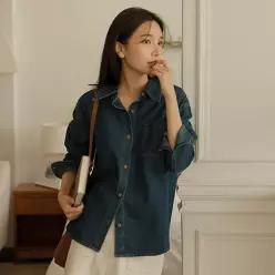 심플베이직 이염방지 데님셔츠