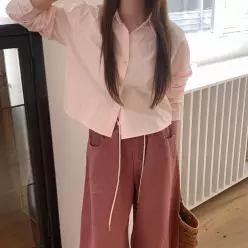 모리세 크롭 코튼셔츠