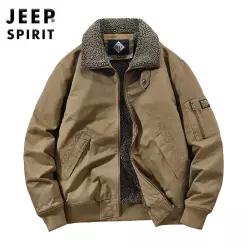 JEEP SPIRIT 남성 가을 겨울 기모 안감 재킷 따뜻한 캐주얼 항공점퍼