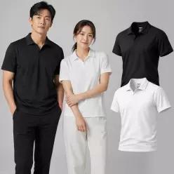 [2종1세트] 남여 면100% 폴로넥 스판 카라티셔츠