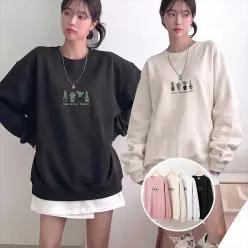 캐터스 맨투맨 긴팔 BOX 여성 오버핏 티셔츠 (4컬러) 박시핏 빅사이즈