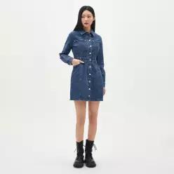 아웃포켓 셔츠형 슬림 데님 원피스 AR1DO261